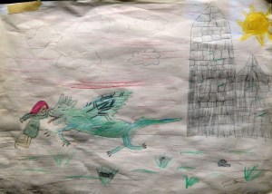 drawing by Megan English inspired by In the Deep Dark Wood